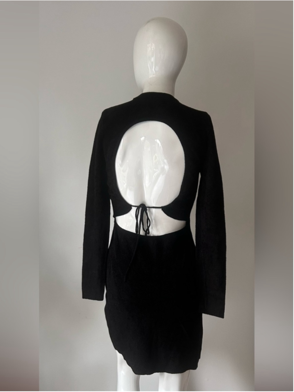 Sandro Black Long-Sleeve Cutout Back Mini Dress - Picture 4 of 10